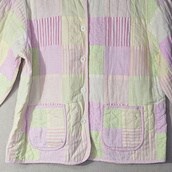 Handmade Quilted Patchwork Feeding Jacket Women's Size Medium Pink Pastel Green - Picture 5 of 16